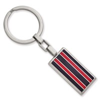 Stainless Steel Polished Black and Red Fiber Glass Key Ring view 1