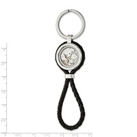 Chisel Stainless Steel Brushed and Polished Yellow IP-plated Ring with CZ and Leather Key view 2