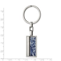 Stainless Steel Brushed and Polished Black IP Ring with Blue Spot Stone Key view 2