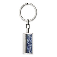 Stainless Steel Brushed and Polished Black IP Ring with Blue Spot Stone Key view 1