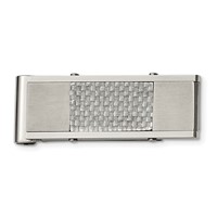 Chisel Stainless Steel Brushed and Polished Grey Carbon Fiber Inlay Money Clip view 1