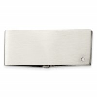 Chisel Stainless Steel Brushed.03 Carat Diamond Hinged Money Clip view 1