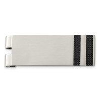 Chisel Stainless Steel Brushed Black Carbon Fiber Inlay Money Clip view 1