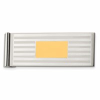 Chisel Stainless Steel Brushed and Polished Yellow IP-plated Money Clip view 1