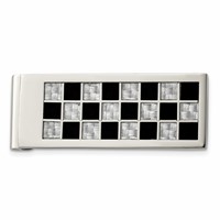 Chisel Stainless Steel Polished Black and Grey Carbon Fiber Inlay Money Clip view 1