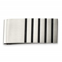 Chisel Stainless Steel Brushed Black Rubber Accents Money Clip view 1