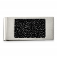Chisel Stainless Steel Brushed Genuine Black Stingray Money Clip view 1