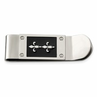 Chisel Stainless Steel Polished Enameled Fleur De Lis Money Clip view 1