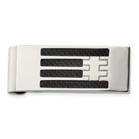 Chisel Stainless Steel Polished Black Carbon Fiber Inlay Money Clip view 1