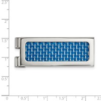 Chisel Stainless Steel Polished with Blue Carbon Fiber Inlay Money Clip view 3