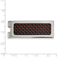 Chisel Stainless Steel Polished with Black and Red Carbon Fiber Inlay Money Clip view 3