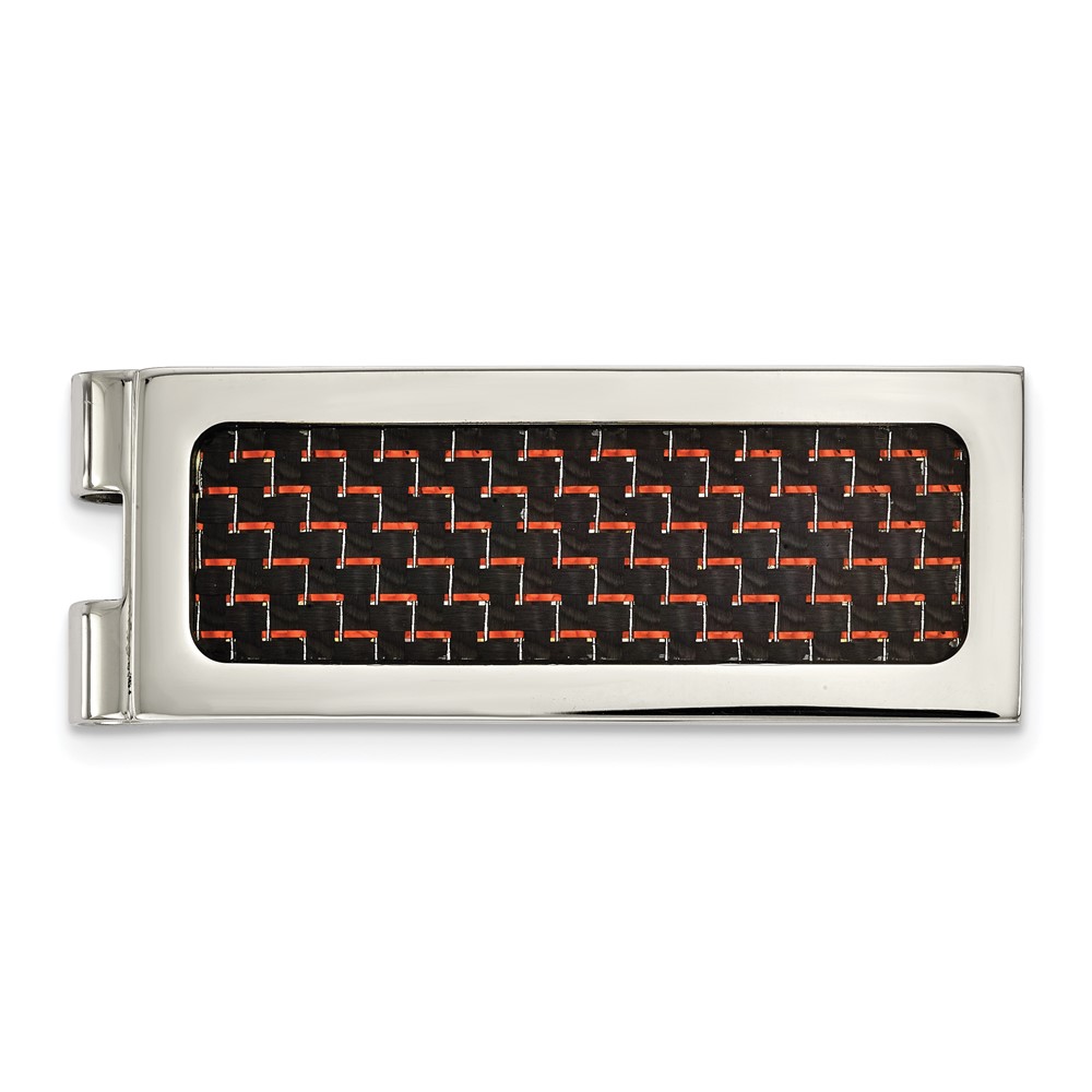 Chisel Stainless Steel Polished with Black and Red Carbon Fiber Inlay Money Clip
