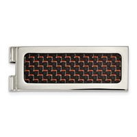 Chisel Stainless Steel Polished with Black and Red Carbon Fiber Inlay Money Clip view 1