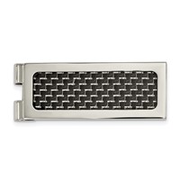 Chisel Stainless Steel Polished with Black Carbon Fiber Inlay Money Clip view 1