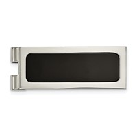 Chisel Stainless Steel Polished with Black Agate Inlay Money Clip view 1