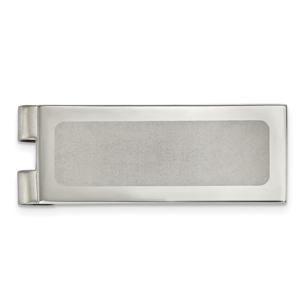 Chisel Stainless Steel Polished Laser Cut Center Money Clip