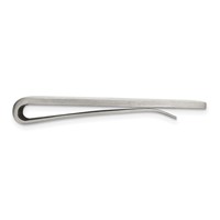 Chisel Stainless Steel Sterling Brushed with Silver Inlay CZ Money Clip view 2