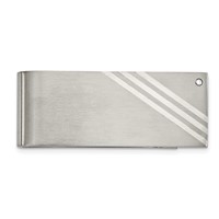 Chisel Stainless Steel Sterling Brushed with Silver Inlay CZ Money Clip view 1