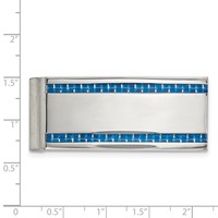 Chisel Stainless Steel Polished Blue Carbon Fiber Inlay Money Clip view 3