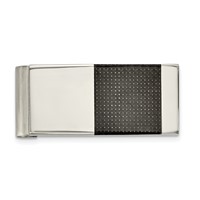 Chisel Stainless Steel Polished Black Carbon Fiber Inlay Money Clip view 1