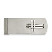 Chisel Stainless Steel Brushed and Polished Cross Money Clip view 1