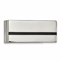 Chisel Stainless Steel Polished Black Carbon Fiber Inlay Money Clip view 1