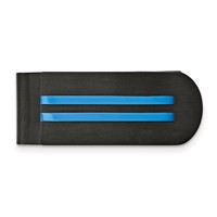 Chisel Stainless Steel Brushed and Polished Black and Blue IP-plated Money Clip view 1