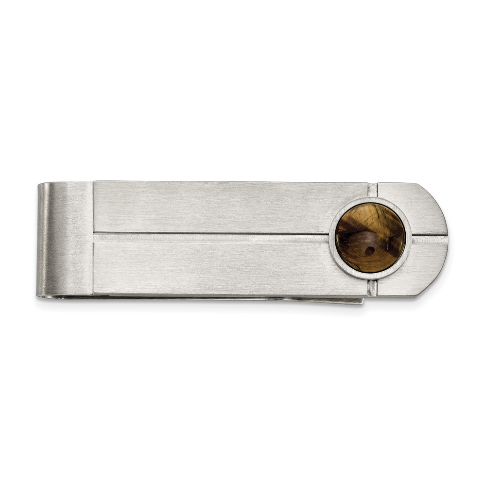 Chisel Stainless Steel Brushed with Tiger's Eye Money Clip