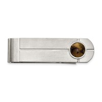 Chisel Stainless Steel Brushed with Tiger's Eye Money Clip view 1
