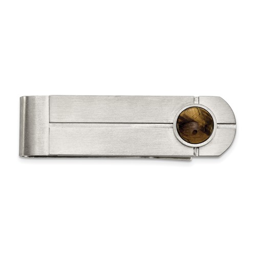 Chisel Stainless Steel Brushed with Tiger's Eye Money Clip