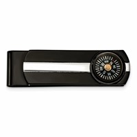 Chisel Stainless Steel Polished Black IP-plated Functional Compass Money Clip view 1