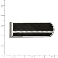 Chisel Stainless Steel Brushed and Polished Black Carbon Fiber Inlay Money Clip view 3