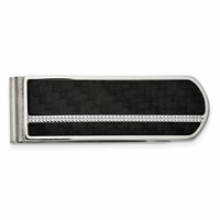 Chisel Stainless Steel Brushed and Polished Black Carbon Fiber Inlay Money Clip view 1