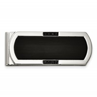 Chisel Stainless Steel Brushed and Polished Black IP-plated with Black CZ Money Clip view 1