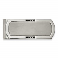Chisel Stainless Steel Brushed and Polished with Black CZ Money Clip view 1