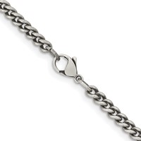 Chisel Stainless Steel Antiqued 4mm Round Curb Chain, 18" view 3