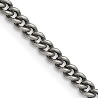 Chisel Stainless Steel Antiqued 4mm Round Curb Chain, 18" view 1