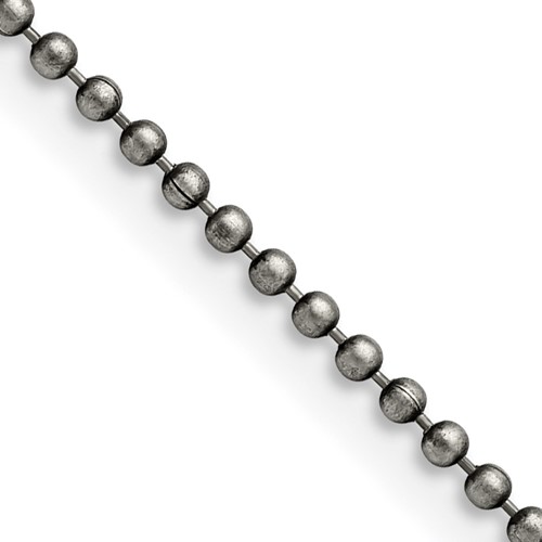 Chisel Stainless Steel Antiqued 2mm Beaded Ball Chain, 20"