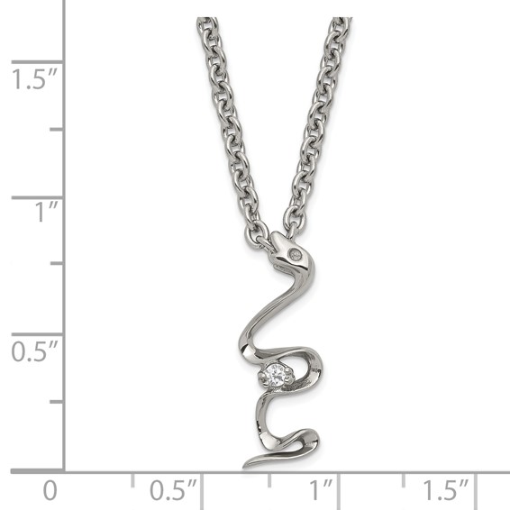 Stainless Steel Polished CZ Snake Necklace