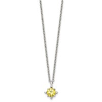 Stainless Steel Polished Yellow CZ Necklace, 18" view 3