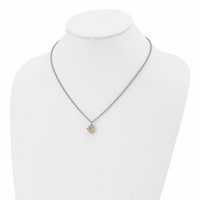 Stainless Steel Polished Yellow CZ Necklace, 18" view 4