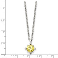 Stainless Steel Polished Yellow CZ Necklace, 18" view 5