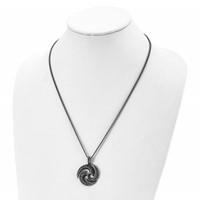 Chisel Stainless Steel Antiqued and Textured Spiral Pendant on a 22 Inch Curb Chain Necklace view 4