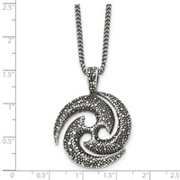 Chisel Stainless Steel Antiqued and Textured Spiral Pendant on a 22 Inch Curb Chain Necklace view 5