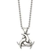 Chisel Stainless Steel Antiqued and Polished Celtic Knot Pendant on a Ball Chain Necklace, 22" view 3