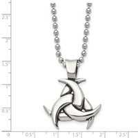 Chisel Stainless Steel Antiqued and Polished Celtic Knot Pendant on a Ball Chain Necklace, 22" view 5