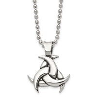 Chisel Stainless Steel Antiqued and Polished Celtic Knot Pendant on a Ball Chain Necklace, 22" view 1