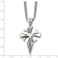Chisel Stainless Steel Antiqued and Polished Dagger Cross Pendant on a Curb Chain Necklace, 22" view 5