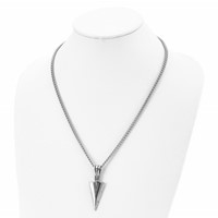 Chisel Stainless Steel Antiqued and Polished Dagger Pendant on a Curb Chain Necklace, 22" view 4