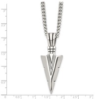 Chisel Stainless Steel Antiqued and Polished Dagger Pendant on a Curb Chain Necklace, 22" view 5